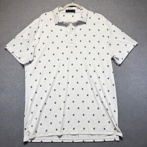 G/FORE Mens White Monogram Print Performance Golf Polo Shirt XXL Circle Gs Logo